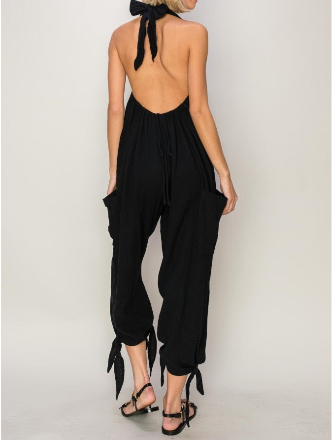 Black Cotton Jumpsuit