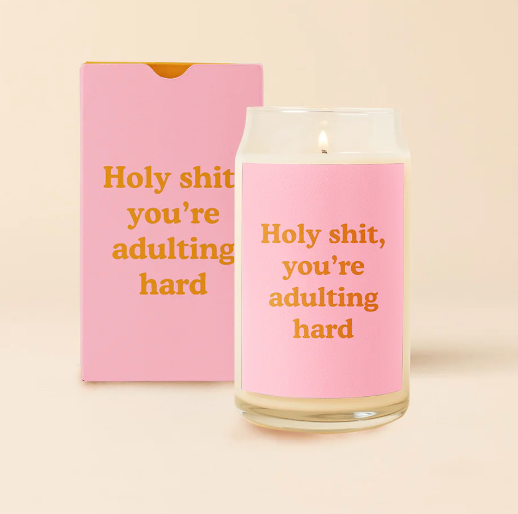 "Holy Shit You're Adulting" Glass Candle Can